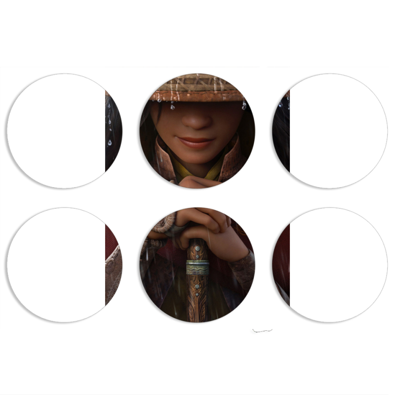 Магнитные фотопазлы круги d55 набор 6 штук Raya and the Last Dragon