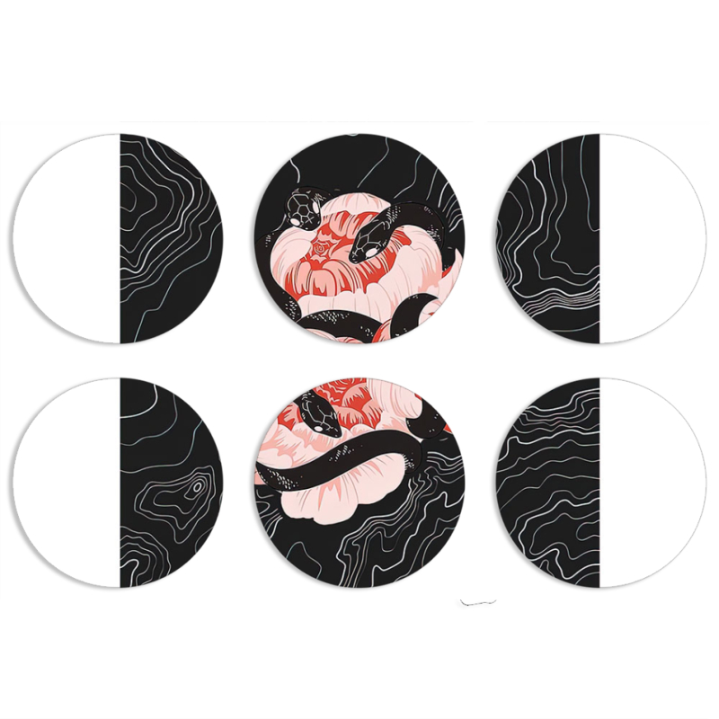 Магнитные фотопазлы круги d55 набор 6 штук Snake Rose