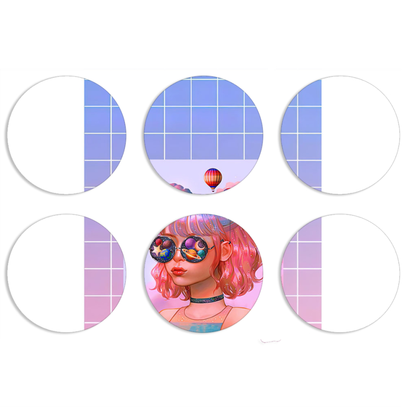 Магнитные фотопазлы круги d55 набор 6 штук Girl in the Clouds