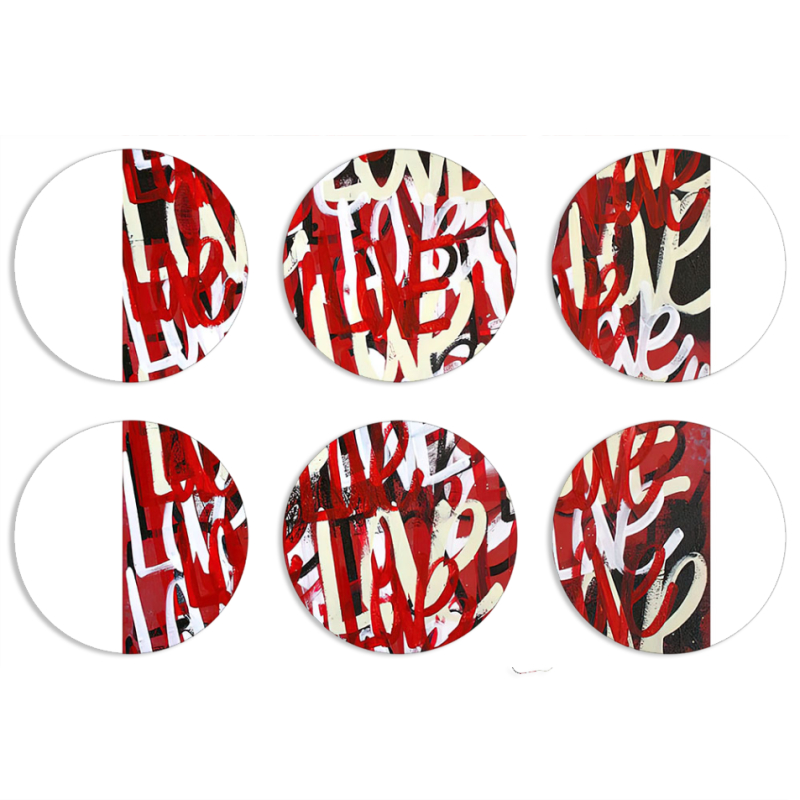 Магнитные фотопазлы круги d55 набор 6 штук Love Graffiti