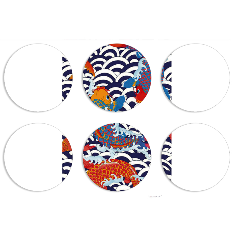 Магнитные фотопазлы круги d55 набор 6 штук Koi Fish