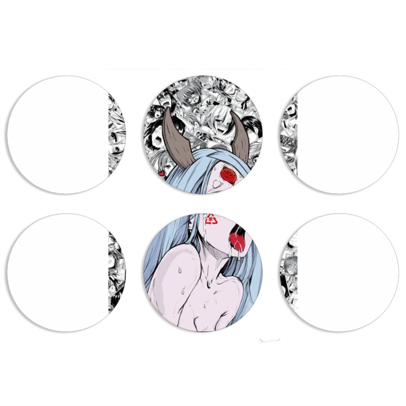 Магнитные фотопазлы круги d55 набор 6 штук Ahegao