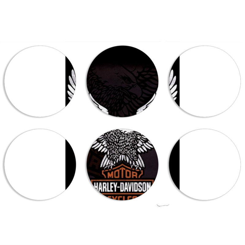 Магнитные фотопазлы круги d55 набор 6 штук Harley Davidson and eagle