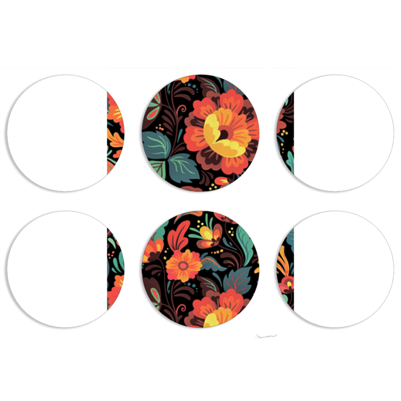 Магнитные фотопазлы круги d55 набор 6 штук Petrykivka