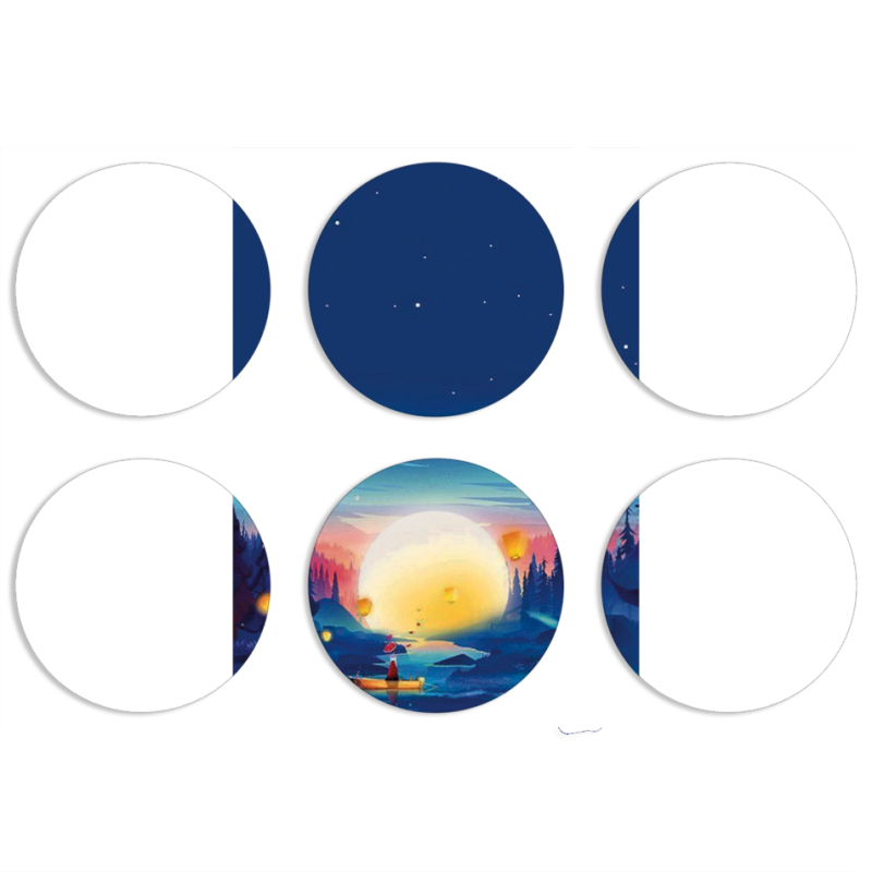 Магнитные фотопазлы круги d55 набор 6 штук Спокойной ночи