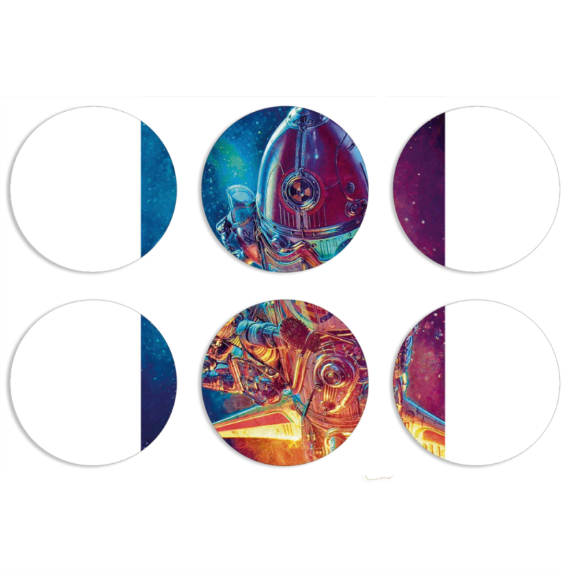 Магнитные фотопазлы круги d55 набор 6 штук Astronaut in Space