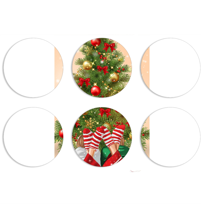 Магнитные фотопазлы круги d55 набор 6 штук Наше Рождество