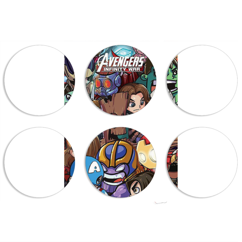 Магнитные фотопазлы круги d55 набор 6 штук Avengers Infinity War
