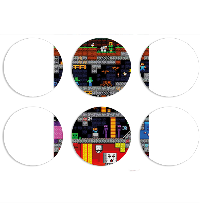 Магнитные фотопазлы круги d55 набор 6 штук Minecraft Lode Runner