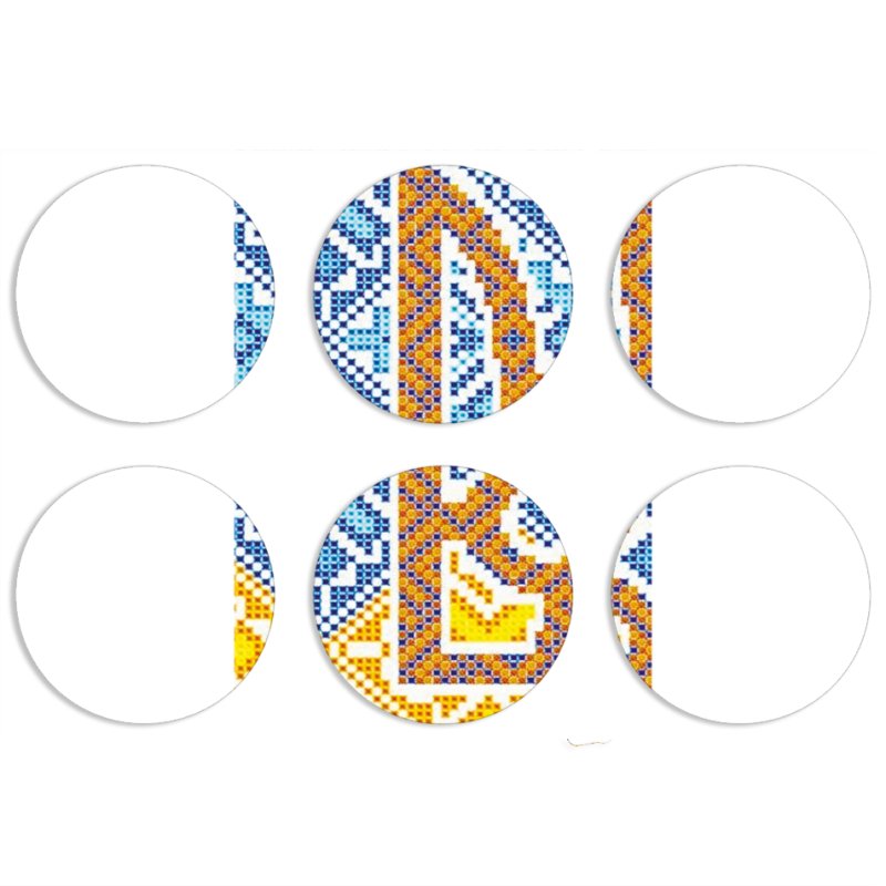 Магнитные фотопазлы круги d55 набор 6 штук Тризуб Вишивка