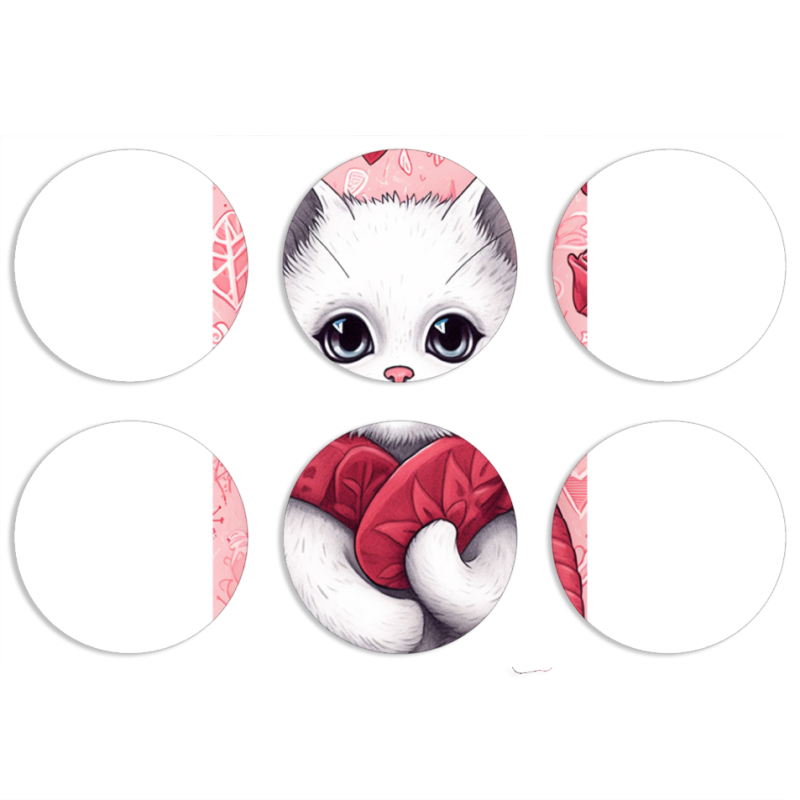 Магнитные фотопазлы круги d55 набор 6 штук 