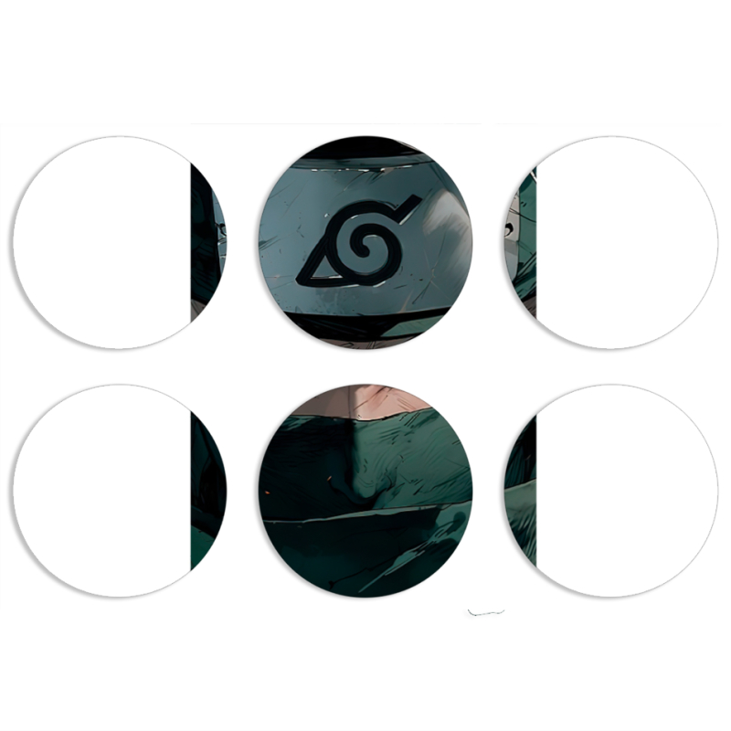 Магнитные фотопазлы круги d55 набор 6 штук Какаши Хатаке