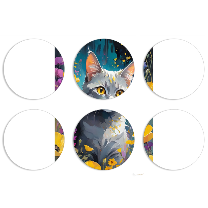 Магнитные фотопазлы круги d55 набор 6 штук 