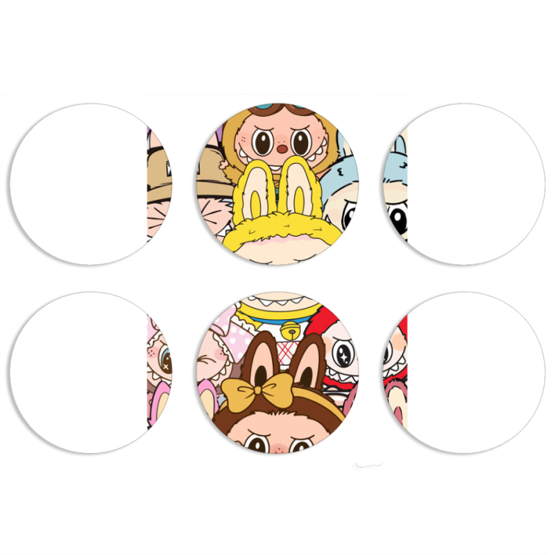 Магнитные фотопазлы круги d55 набор 6 штук Labubu