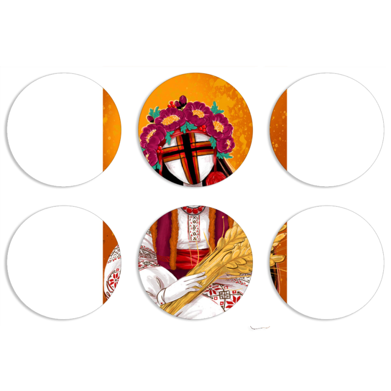 Магнитные фотопазлы круги d55 набор 6 штук Motanka by H Soldatkina