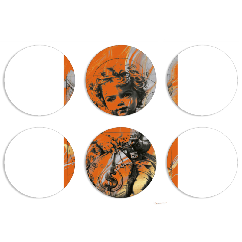 Магнитные фотопазлы круги d55 набор 6 штук 