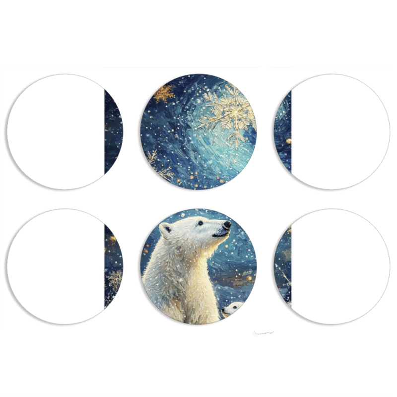 Магнитные фотопазлы круги d55 набор 6 штук Північні ведмеді