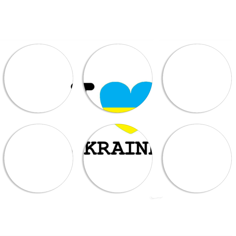 Магнитные фотопазлы круги d55 набор 6 штук I love Ukraine