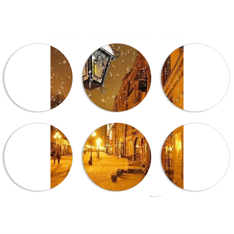 Магнитные фотопазлы круги d55 набор 6 штук Night Street