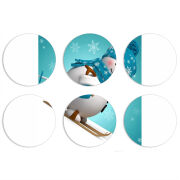 Магнитные фотопазлы круги d55 набор 6 штук Skier Snowman