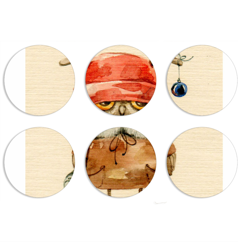 Магнитные фотопазлы круги d55 набор 6 штук Милая Сова