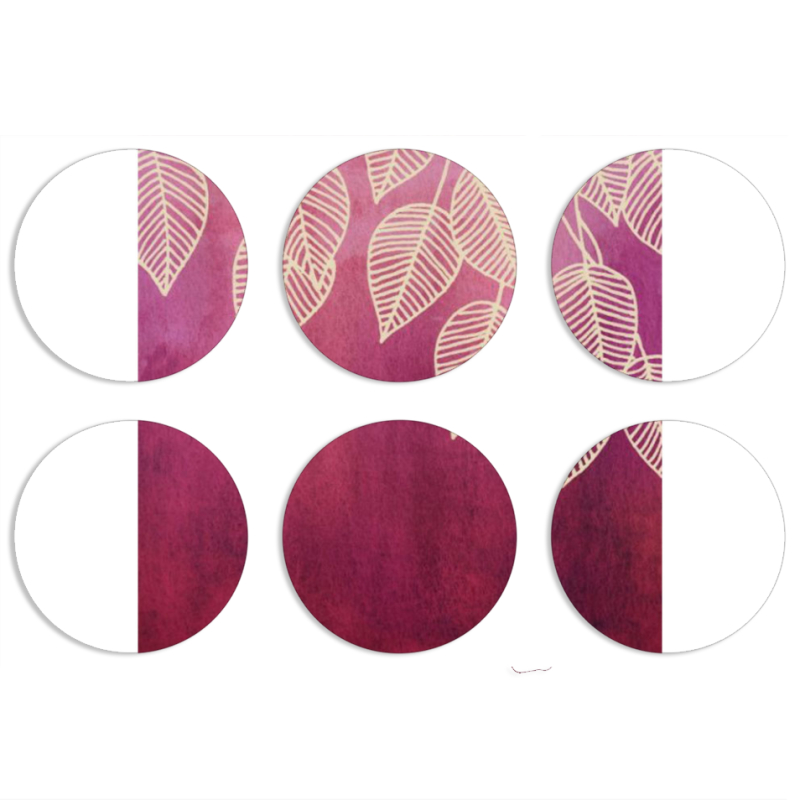 Магнитные фотопазлы круги d55 набор 6 штук Gold Leaves