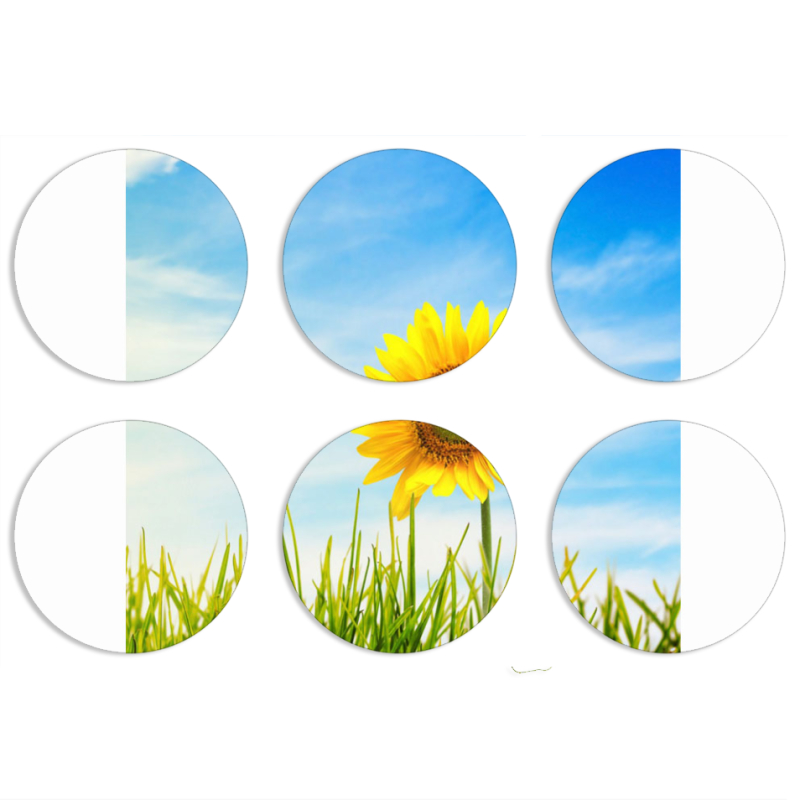 Магнитные фотопазлы круги d55 набор 6 штук Sunflower Heaven