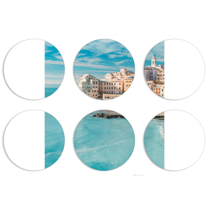 Магнитные фотопазлы круги d55 набор 6 штук Seaside
