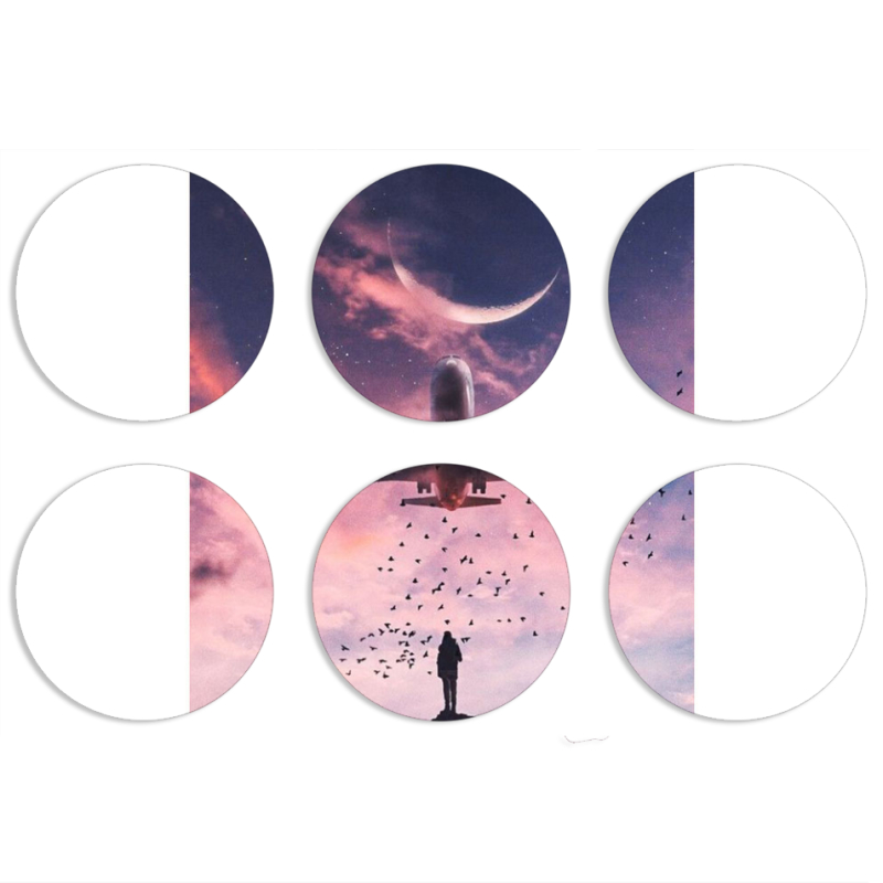 Магнитные фотопазлы круги d55 набор 6 штук 