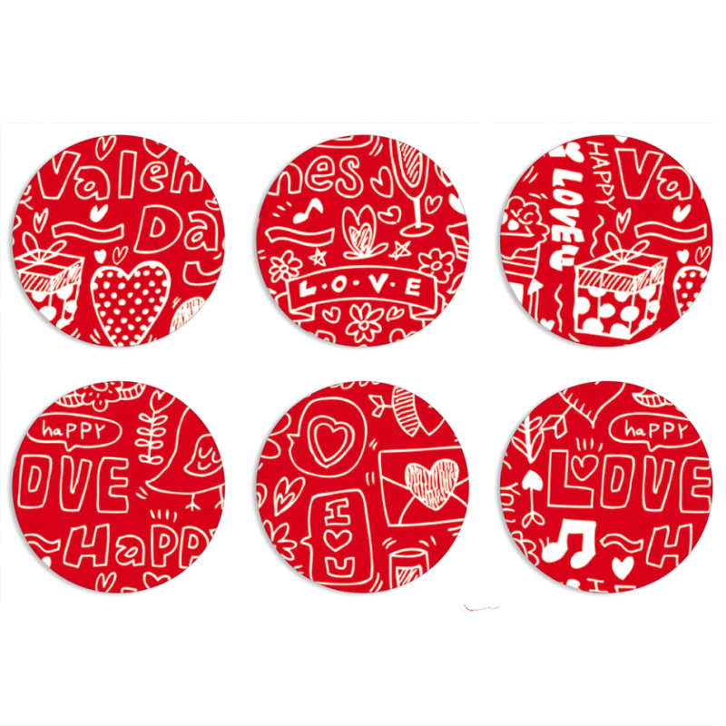 Магнитные фотопазлы круги d55 набор 6 штук Happy Valentines