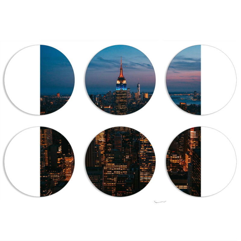 Магнитные фотопазлы круги d55 набор 6 штук 