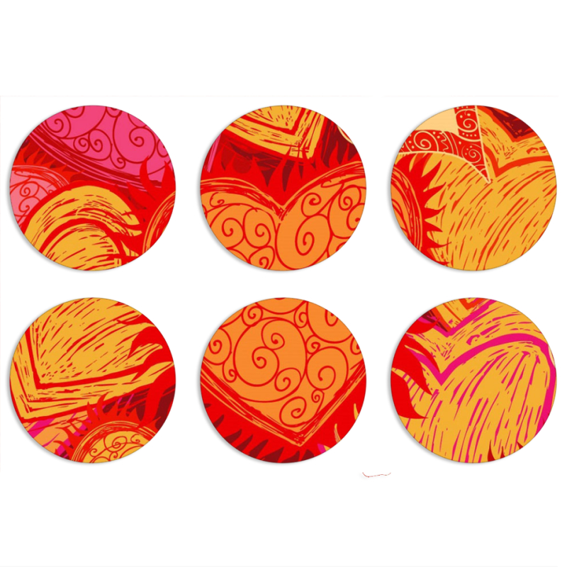 Магнитные фотопазлы круги d55 набор 6 штук Warm Hearts