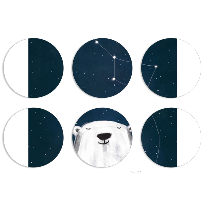 Магнитные фотопазлы круги d55 набор 6 штук Ты мой космос