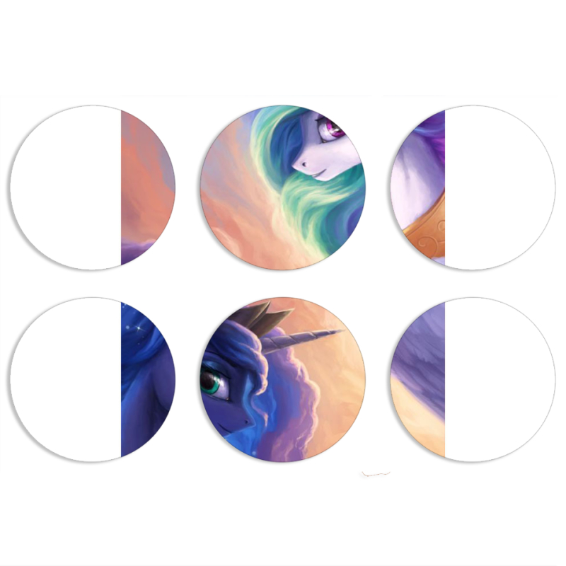 Магнитные фотопазлы круги d55 набор 6 штук My Little Pony Rarity  Princess Luna