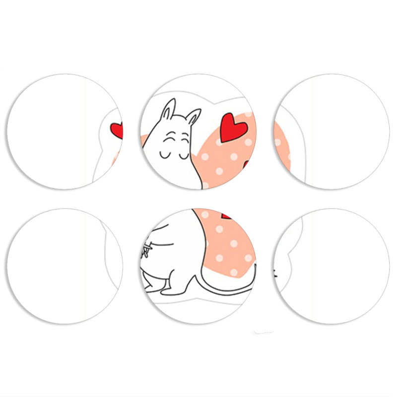 Магнитные фотопазлы круги d55 набор 6 штук Mumintroll
