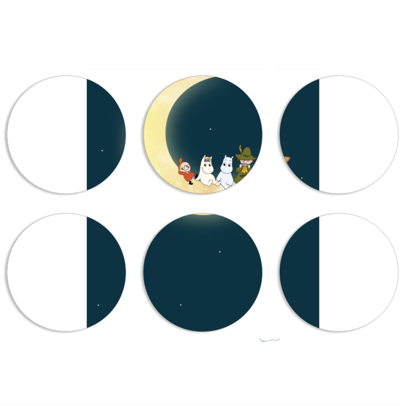 Магнитные фотопазлы круги d55 набор 6 штук Mumintroll