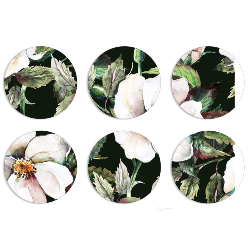 Магнитные фотопазлы круги d55 набор 6 штук Blossom Roses