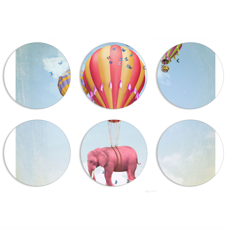 Магнитные фотопазлы круги d55 набор 6 штук 