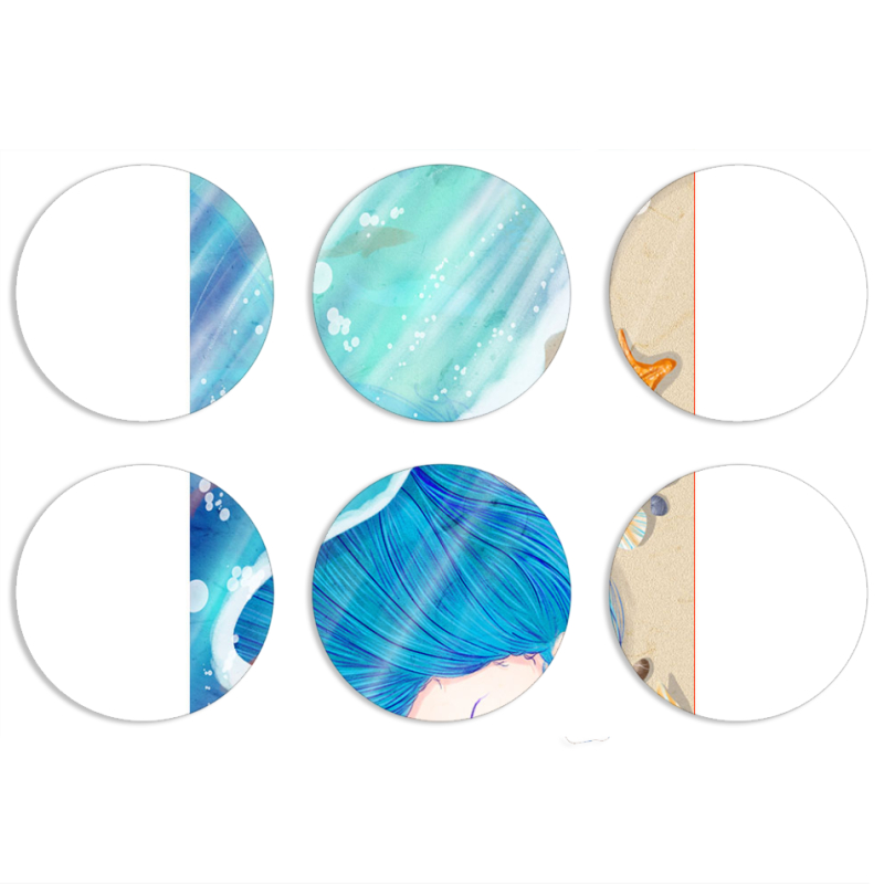 Магнитные фотопазлы круги d55 набор 6 штук Sea Girl