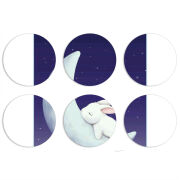Магнитные фотопазлы круги d55 набор 6 штук Moon Bunny