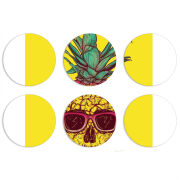 Магнитные фотопазлы круги d55 набор 6 штук Pineapple Skull
