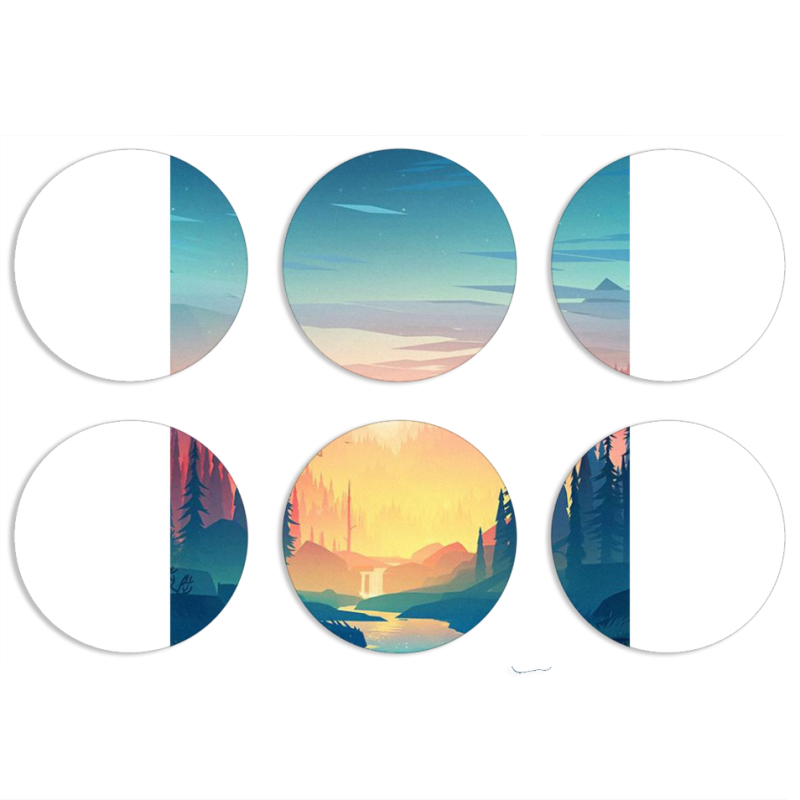 Магнитные фотопазлы круги d55 набор 6 штук 