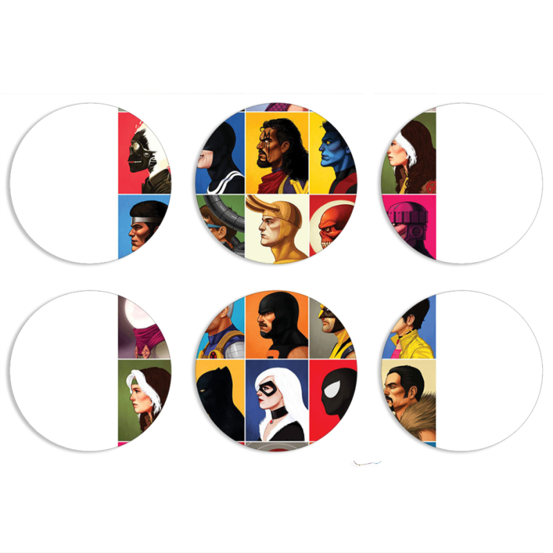 Магнитные фотопазлы круги d55 набор 6 штук 