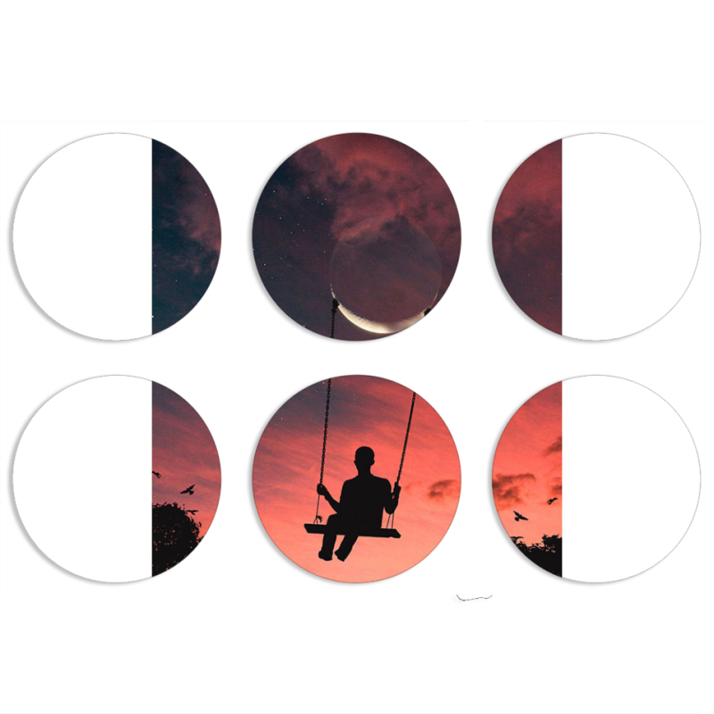 Магнитные фотопазлы круги d55 набор 6 штук 