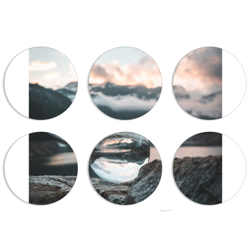 Магнитные фотопазлы круги d55 набор 6 штук 