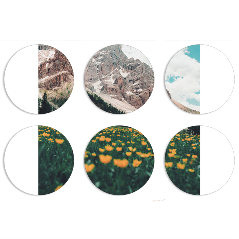 Магнитные фотопазлы круги d55 набор 6 штук 