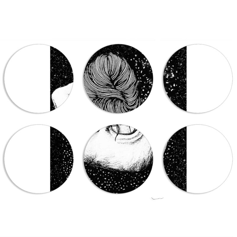 Магнитные фотопазлы круги d55 набор 6 штук Hugging Stars