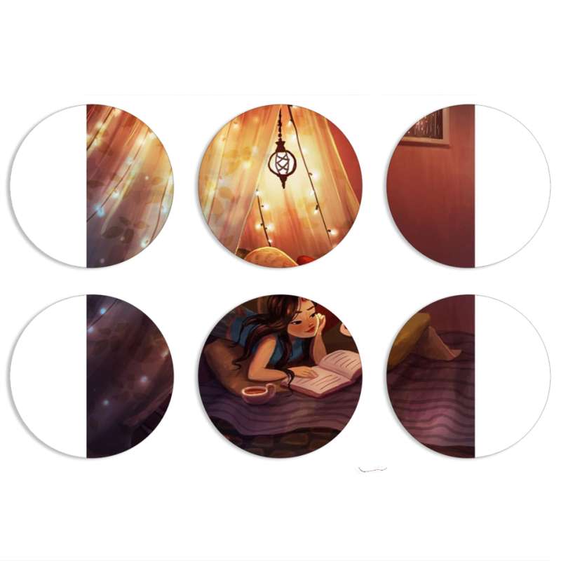 Магнитные фотопазлы круги d55 набор 6 штук 