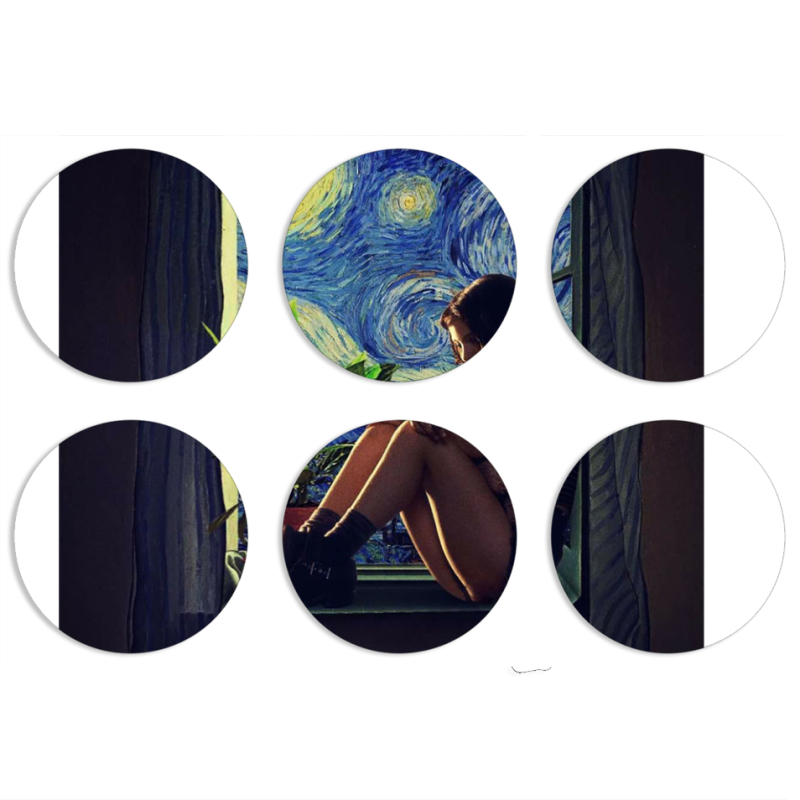 Магнитные фотопазлы круги d55 набор 6 штук 