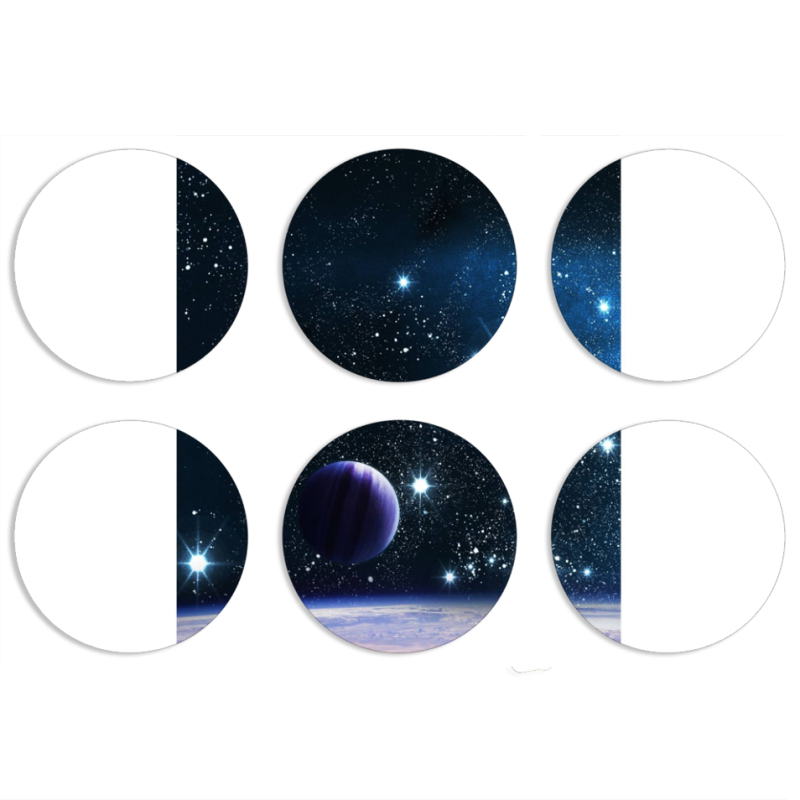 Магнитные фотопазлы круги d55 набор 6 штук Space Landscape